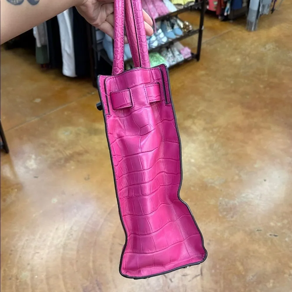 Michael Kors pink Crocodile-Embossed Satchel Dillon bag